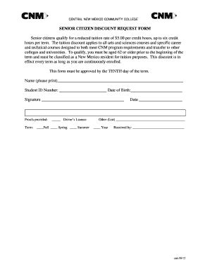 cnm senior discount application 2023 Fill Online, Printable, Fillable ...