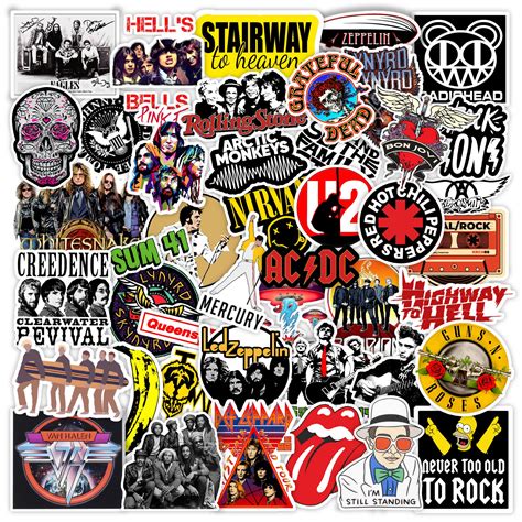 CodersParadise Pack of 52 Classic Rock Band Vinyl Stickers for Laptop ...
