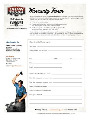 Darn Tough Warranty Form - Fill and Sign Printable Template Online