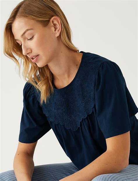 Buy Jersey Embroidered Regular Fit Top at Marks & Spencer