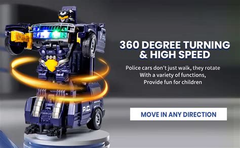 Kidology Transforming Robot Car With Light - Police Cars for Kids, Race ...
