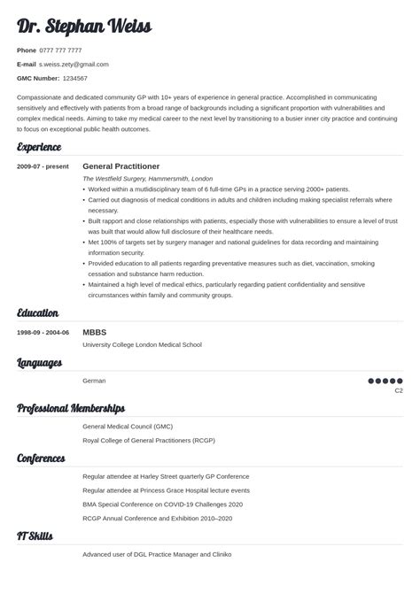 Image result for Example Medical CV