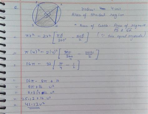 In the diagram, PQ and RS are diameters of a circle with radius 4. If ...