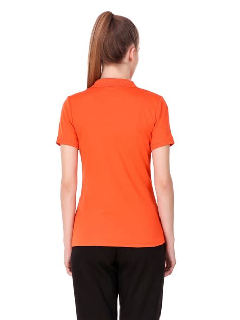 Alcis Women Orange Solid Polo Collar Sports T-shirt WPOW0405-S