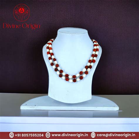 Natural Rudraksha & Pearl Mala 7 mm Beads – Divine Origin India