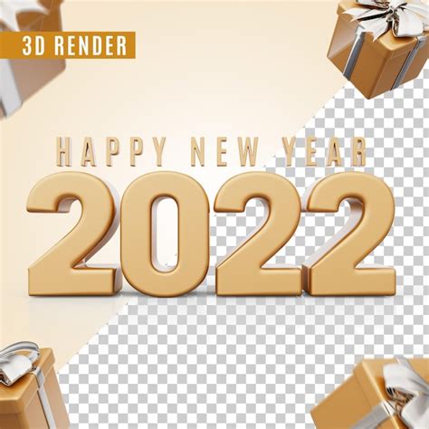 SZCZĘŚLIWEGO NOWEGO ROKU 2022 RENDER 3D | Plik PSD Premium