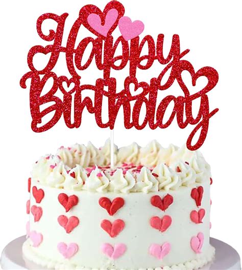 Ohiviaaa Romantic Heart Glitter Cake Topper for Happy India | Ubuy