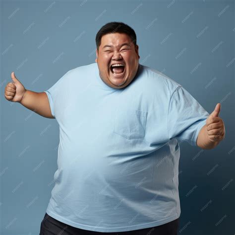 Premium Photo | A big asian man wearing empty blank tshirt