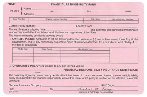 Image result for SR22 Insurance Form