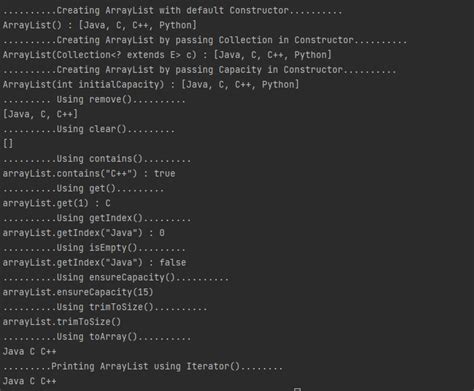 ArrayList Format Java 的图像结果