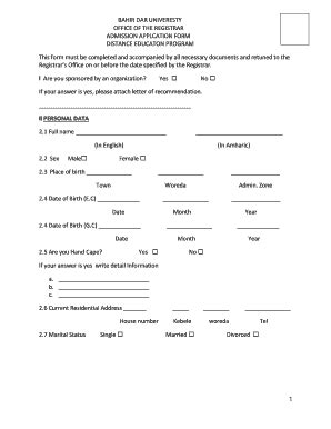 Http Rla Bdu Edu Et Form Application Form - Fill Online, Printable ...