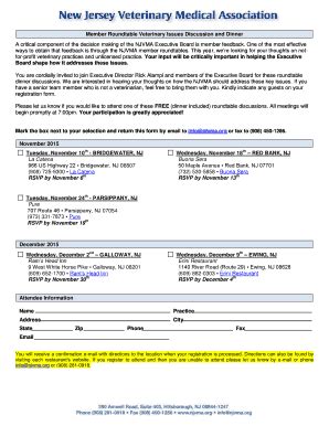 Fillable Online njvma Member Roundtable Veterinary Issues Discussion ...