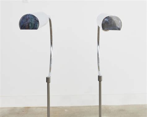 Pair of Mid-Century Modernist Chrome Gooseneck Floor Lamps For Sale at ...