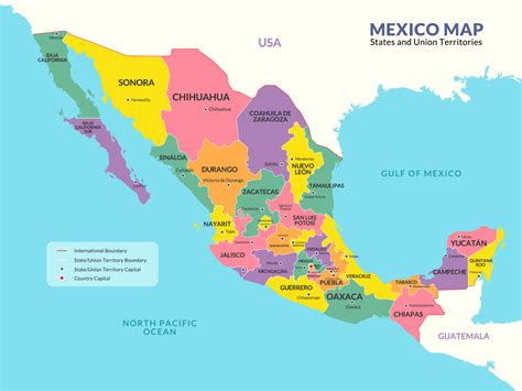 Mexico Geographic Region Country Map for Education Purpose 21290772 ...