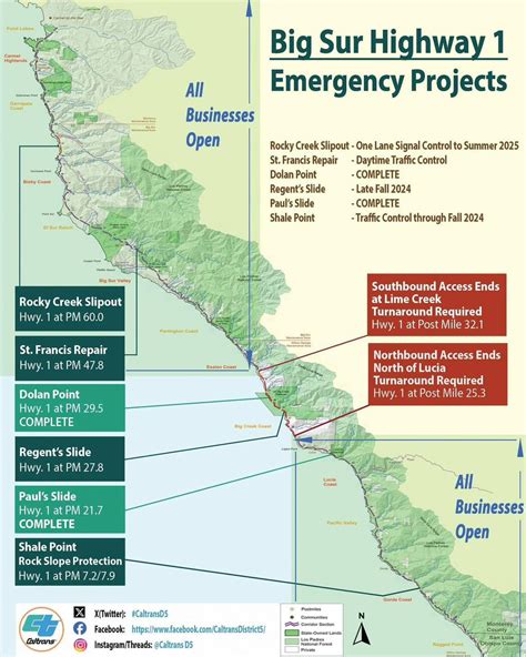 California State Parks Big Sur | Updated Highway 1 Closure Map - May 17 ...
