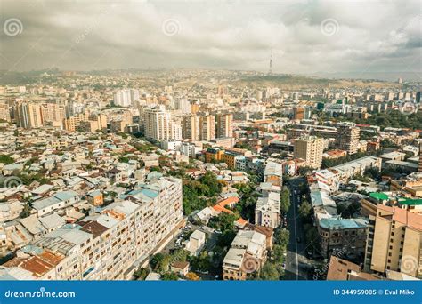 Yerevan, Armenia - 17th October, 2024: Aerial Top View Sunny Armenia Capital City Yerevan ...