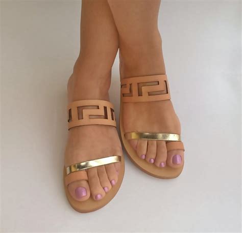 Buy Meandros Sandals / Ancient Greek Leaather Sandals/ Big Size Sansals ...