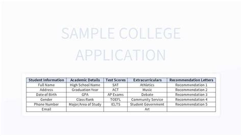 Image result for College Application Example