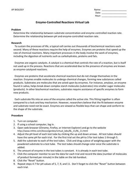 Image result for Enzyme-Controlled Reactions Virtual Lab