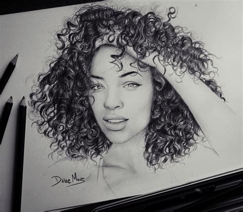 Realistic Curly Hair Drawing