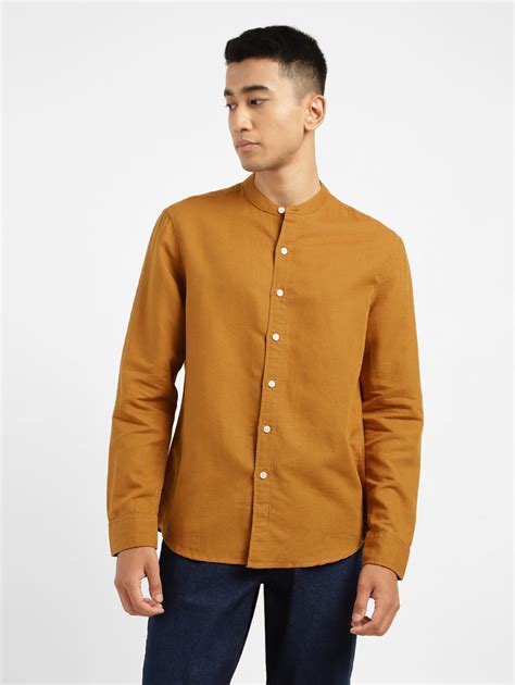 Men's Solid Slim Fit Linen Shirt Orange – Levis India Store