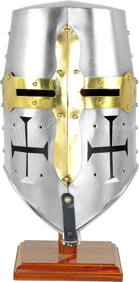 Buy Medieval Era Brass Crusaders Templar Premium Steel & Brass Helmet ...