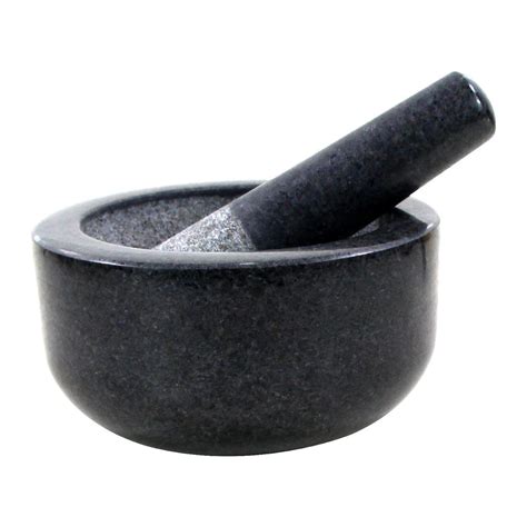 Granite Black Stone Mortar and Pestle Molcajete Bowl - Mortars and Pestles