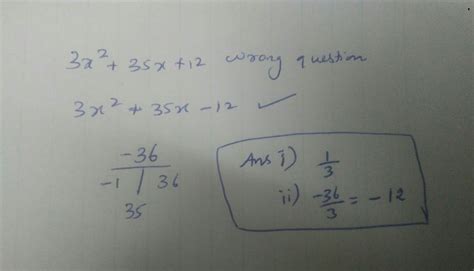 Factorize 3x^2+35x+12 - Brainly.in
