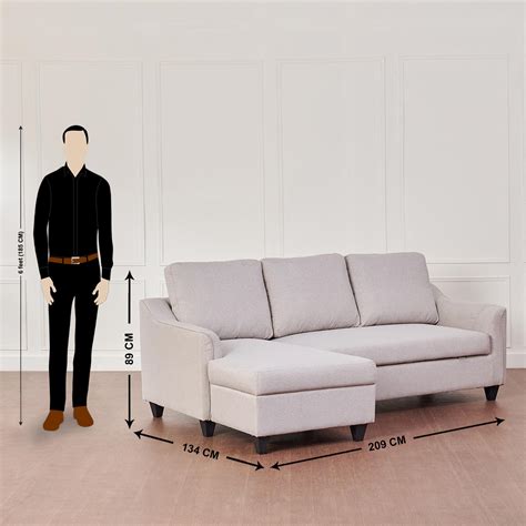 Buy Moscow Fabric 2-Seater Sofa Bed with Chaise - Beige from Home ...