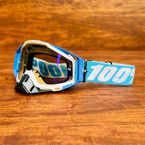 100% RACECRAFT BLUE WHITE (BLUE LENS) | MX GOGGLES – Garage0eight