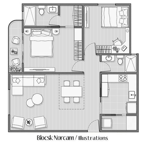 Balcony 2 Bedroom Apartment Floor Plan