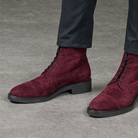 Burgundy Suede Leather Likech Lace Up Combat Boots -AW24 – Costoso Italiano