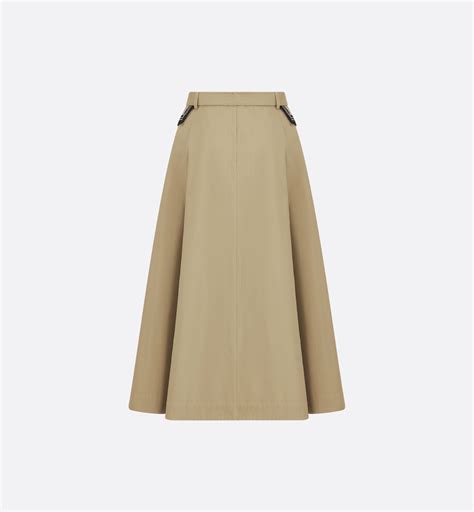Mid-Length Flared Skirt Beige Cotton Gabardine | DIOR