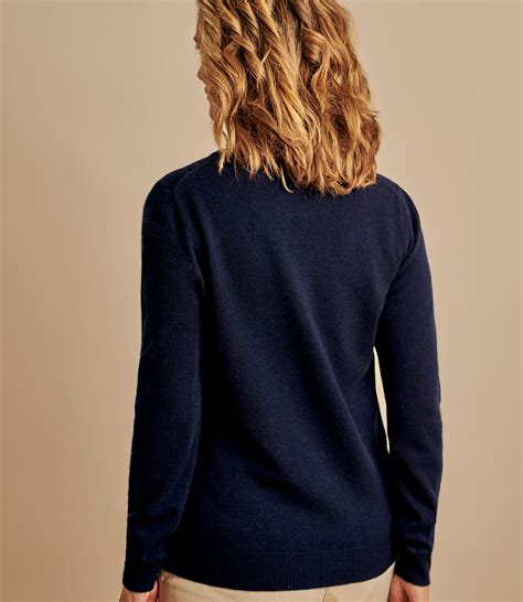 Navy | Womens Cashmere & Merino Crew Neck Knitted Jumper | WoolOvers AU