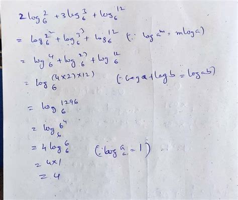 2[tex]2 log_{6}(2) + 3 log_{6}(3) + log_{6}(12) = [/tex] - Brainly.in