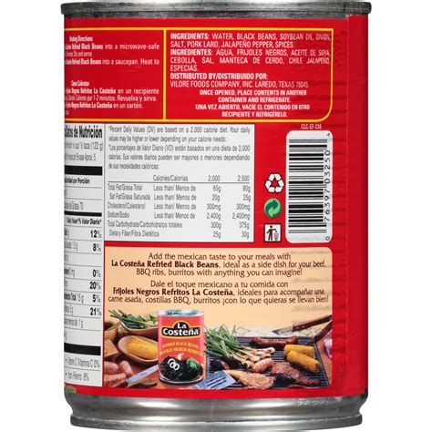 La Costeña Trans Fat Free Refried Black Beans, 20.5 Oz (Frozen ...