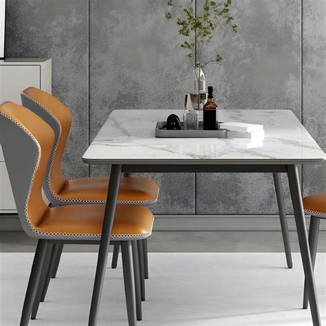 Industrial Metal Dining Room Chair PU Leather Dining Chair for ...