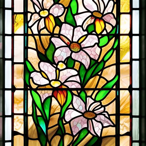 Stained Glass Art Noveau Flowers · Creative Fabrica