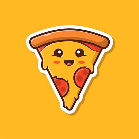 Nette Pizza-Maskottchen-vektorabbildung. Pizza-Aufkleber-Cartoon ...
