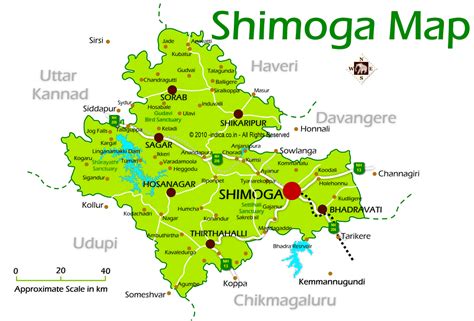 Shimoga attractions map