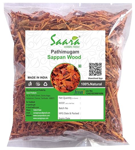 Saara HERBAL FRESH Pathimugam Small pieces, 100g |Sappan Wood | Patang ...
