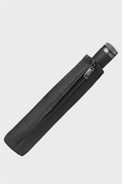 BOSS - Automatic-opening pocket umbrella with contrast canopy edge - Black