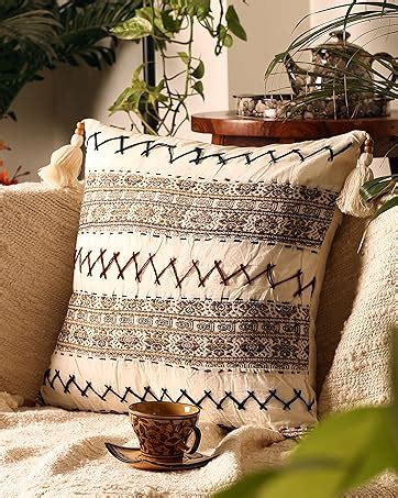 Buy Kushadri Cushion Covers 16 Inch X 16 Inch 2-Piece, Ivory Cream ...