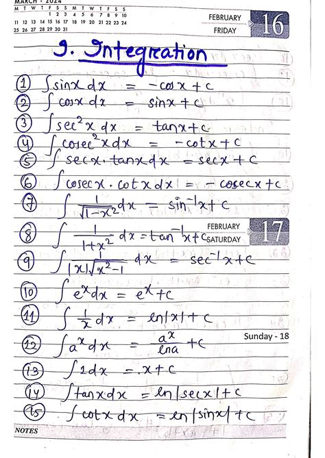 Image result for Basic Formula Indefinite Integration