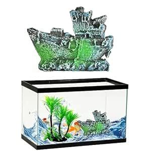 VAYINATO® Aquarium Shipwreck Decorations Fish Tank Artificial Ornamnets ...