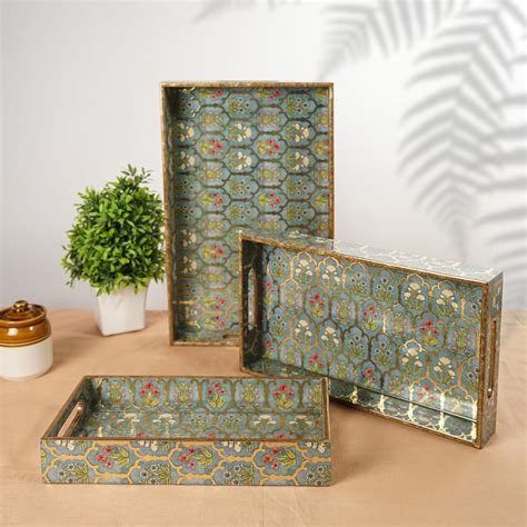 Amimashop® Set of 3 Rectangular Wooden Serving Trays|Wooden Tray for ...