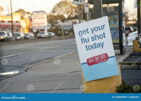 Walgreens Drug Store Banner Advertising Flu Shot Availability Editorial ...