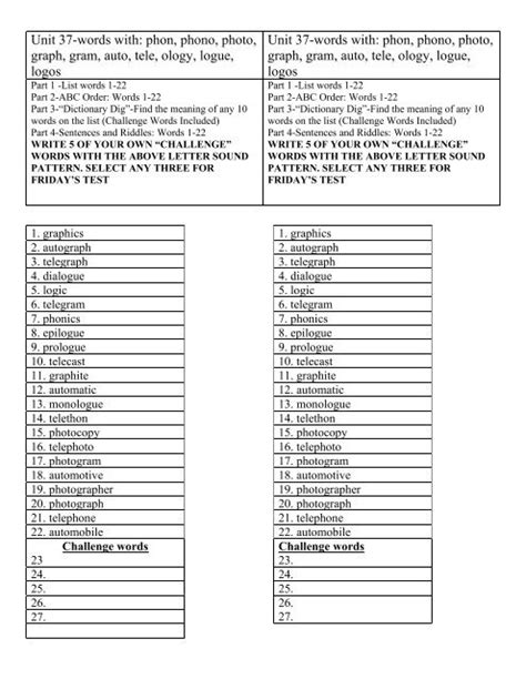Unit 37-words with: phon, phono, photo, graph, gram, auto, tele ...