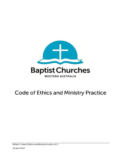 Fillable Online Code of Ethics and Ministry Practice for Baptist ...