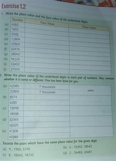 please answer this questions of 4th class maths chapter 1 large numbers ...
